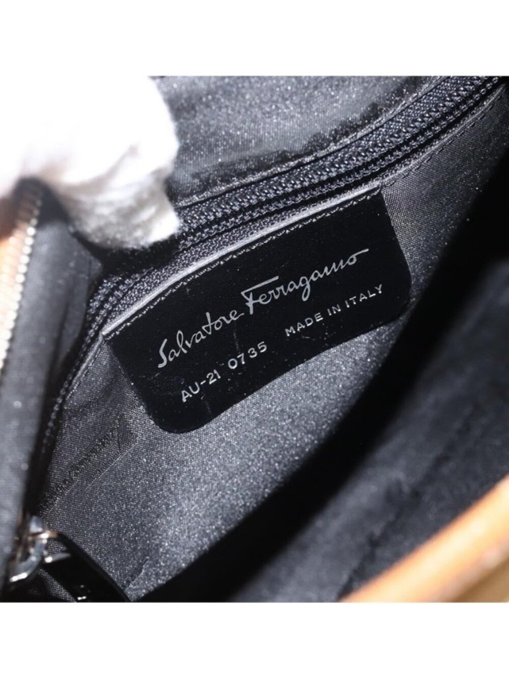 Authentic Salvatore Ferragamo Shoulder Bag Nylon Brown Silver - Picture 5 of 16